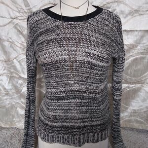 Topshop Sweater Womens Pullover Chunky Knit Wool Cotton Cozy Stripe Gray…